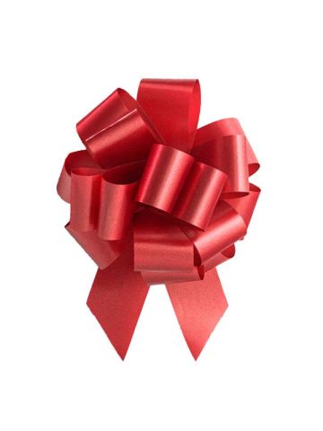 Italian Pom Style Pull Bows, Red, 4-3/4"diameter, 1-3/16"ribbon