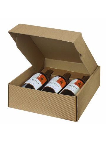 Italian Wine Packaging, 3 Bottle Box, "Tawny" Textured Rib