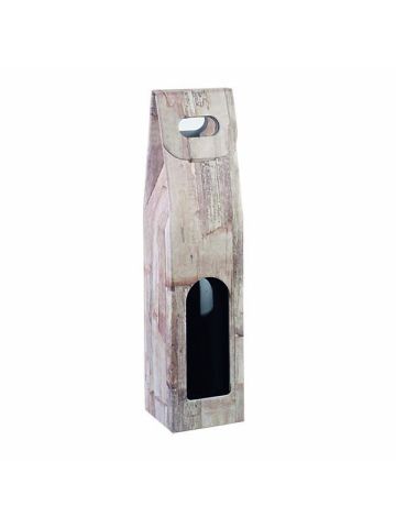 Italian Wine Packaging, 1 Bottle Carrier, "Barn Wood"