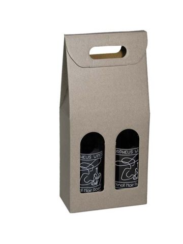 Italian Wine Packaging, 2 Bottle Carrier, "Grigio" Gray Groove
