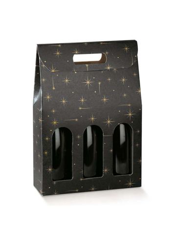 Italian Wine Packaging, 3 Bottle Carrier, "Constellation" Smooth Finish