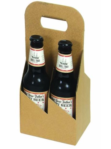 4 Bottle Open Style Bottle Carriers, Natural Kraft