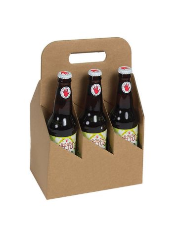 6 Bottle Open Style Bottle Carriers, Natural Kraft