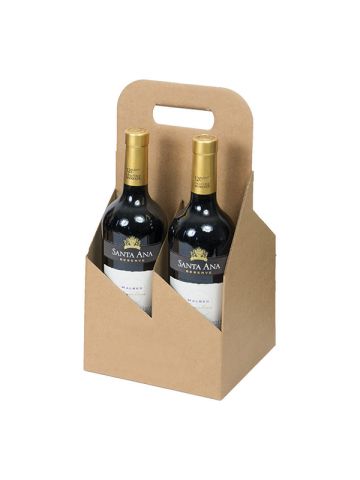 4 Bottle Open Style Wine Carrier, Natural Kraft