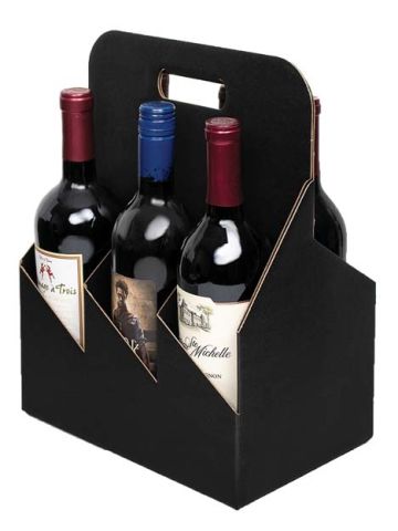 6 Bottle Open Style Wine Carrier, Nero Black Linen