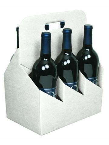 6 Bottle Open Style Wine Carrier, White Kraft