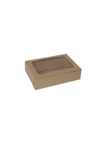 Window Cup Cake Boxes, Natural Kraft, 10" x 7" x 2"