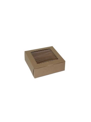Window Cup Cake Boxes, Natural Kraft, 7" x 7" x 2"