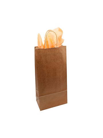 Burnt Orange, Double Bottle Wine Shopping Bags, 6-1/4" x 3-1/2" x 13"