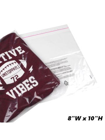 Resealable Clear Poly Bags with Suffocation Warning, 8" x 10"