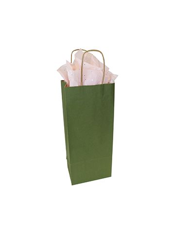 Olive, Single Bottle Wine Shopping Bags, 5-1/4" x 3-1/2" x 13" (Vino)
