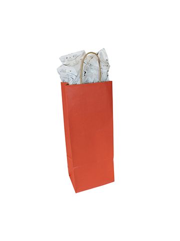 Burnt Orange, Single Bottle Wine Shopping Bags, 5-1/4" x 3-1/2" x 13" (Vino)