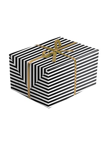Graphic Gift Wrap, Black White Stripe Matte/Gloss, Embossed   