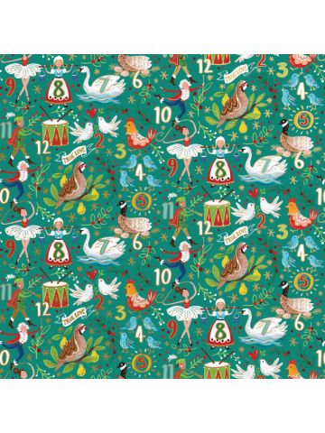 12 Days, 24" x 833', Christmas Patterns Gift Wrap