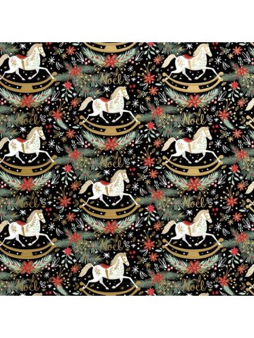 Rocking Horse Noel Black, Christmas Ornaments Gift Wrap