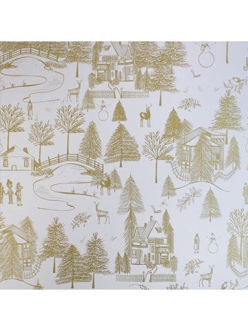 Gold Wintertown, Christmas Patterns Gift Wrap