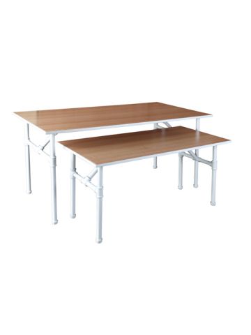 4' Matte White, Small Nesting Merchandising Table with Top