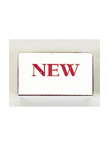 Red on Silver, "NEW" Showcase Signs