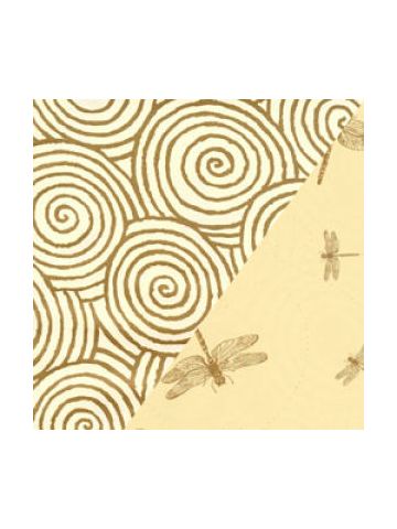 Dots & Stripes Gift Wrap, Dragonflies & Swirls, 2 Sided, Kraft 
