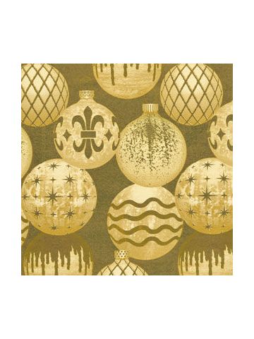 Holiday Gift Wrap, Gilded Ornaments, Foil 