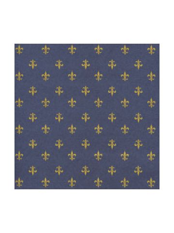 Floral & Tapestries Gift Wrap, Navy & Gold Fluer De Lis, Kraft 