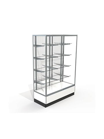 4' Mirror Back, Upright Displays, with 2 LED Spot Lights, Locks